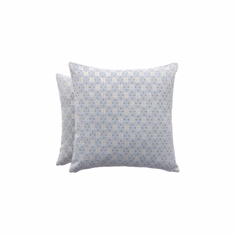 Lote de 2 fundas de cojín navideñas Gamusi de algodón y poliéster con diseño jacquard floral en azul y oro, 45 x 45 cm