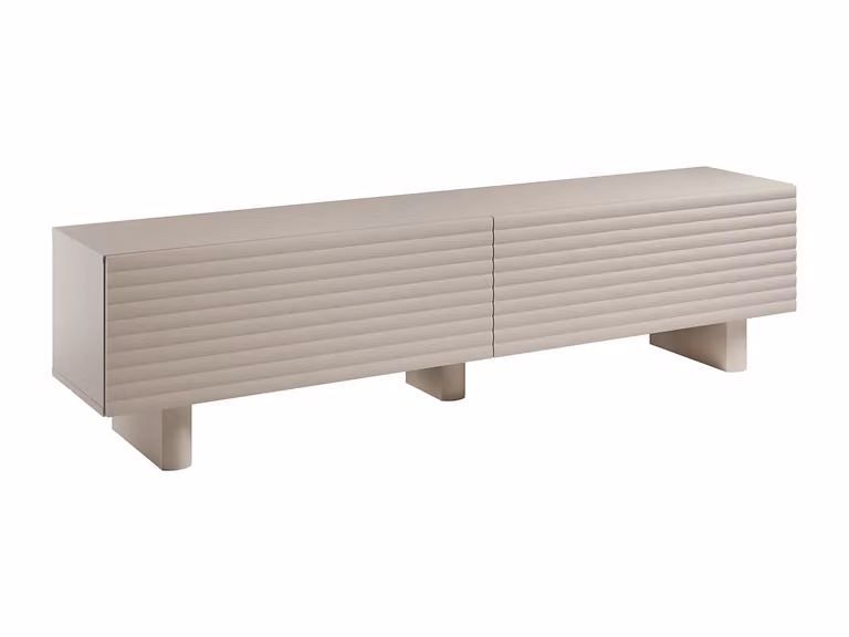 Mueble de TV moderno VENTE-UNIQUE de MDF en color beige para salón, An: 180 cm, Al: 46,1 cm, P: 36,8 cm