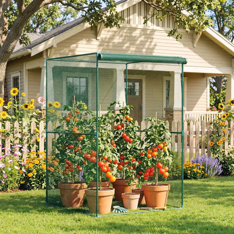Invernadero para plantas Outsunny con marco de acero y puerta enrollable, color verde, An/P/Al: 120 x 120 x 180 cm