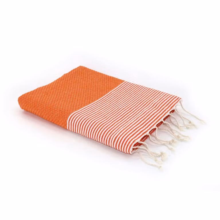 Fouta de algodón Febronie con diseño de panel de abeja en color naranja mandarina, An/Al: 100 x 200 cm