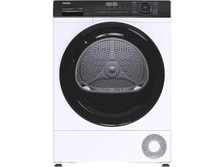 Secadora de bomba de calor Haier I-Pro Series 3 de 10 kg, color blanco, con control por aplicación y programas de vapor, An/P/Al: 85,0 x 62,5 x 59,6 cm