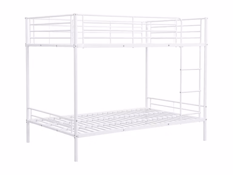 Cama litera de metal de dos niveles en color blanco para dormitorio, An/P/Al: 120 x 200 x 160 cm