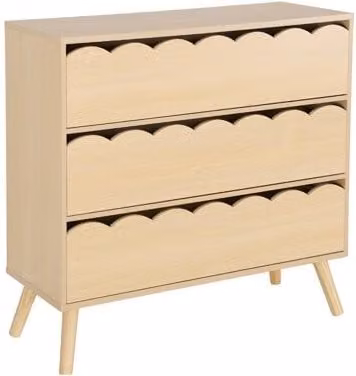 Cómoda infantil de estilo escandinavo Sweeek con patas de pino y acabado de madera, disponible en blanco, rosa, verde o beige, An/P/Al: 80 x 30 x 79 cm