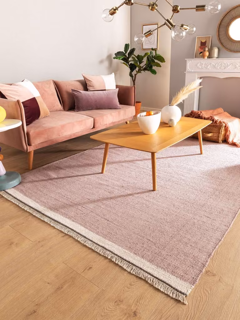 Alfombra de lana y algodón Benuta de estilo moderno en color rosa, An/P: 160 x 230 cm
