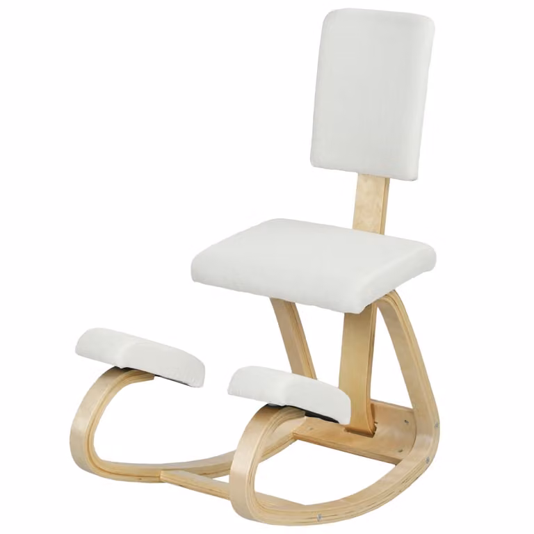 Silla de oficina moderna Maison Chic de madera de abedul en color beige con tapizado de tela, An/P/Al: 51 x 84 x 93 cm