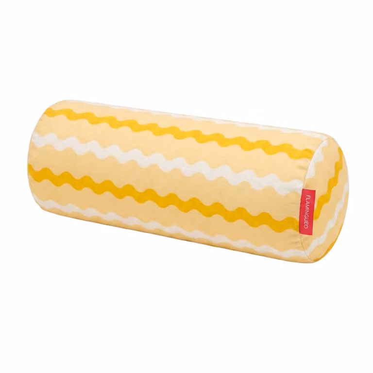 Cojín hinchable redondo de microfibra Flamingueo en color amarillo para adultos
