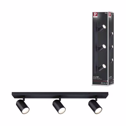 Downlight Paulmann Zyli de 3 luces, negro, IP44, para baño y cocina, An/P/Al: 60 x 30 x 7 cm