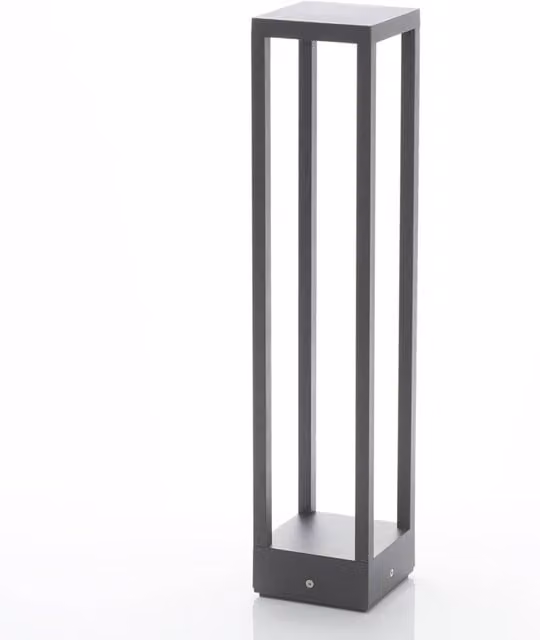 Bolardo luminoso LED Lucande Carlota para jardín en color negro y gris, fabricado en aluminio y metal, Altura: 65 cm