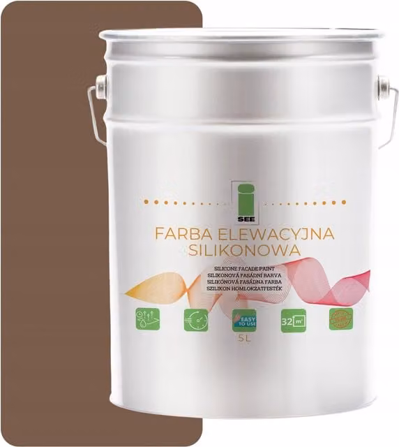 Pintura de silicona para fachadas I SEE, acabado mate, resistente al moho y tintable, base agua, 5 l