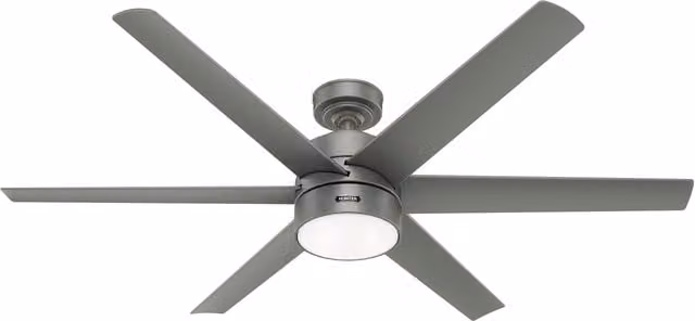 Ventilador de techo Hunter Solaria color plata con luz LED y mando a distancia, Diámetro: 152 cm