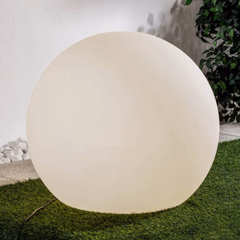 Lámpara esférica Cumulus de Nowodvorski Lighting para jardín y terraza, color blanco, plástico, casquillo E27, IP44, Diámetro: 80 cm