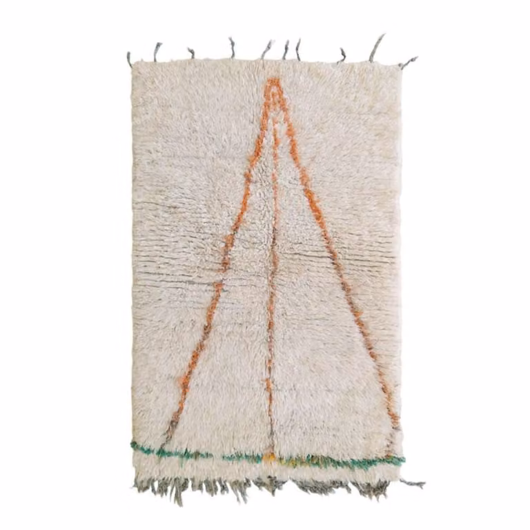 Alfombra bereber marroquí de lana AFK Living en naranja y blanco, An/P: 133 x 182 cm