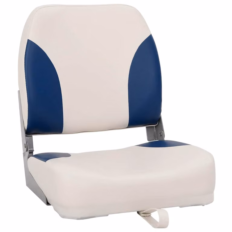Set de 1 asiento plegable para barco vidaXL con cojín giratorio de 360 grados en blanco y azul