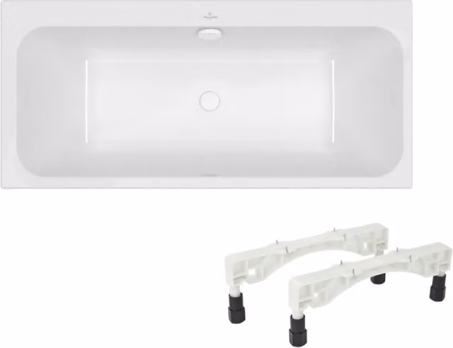 Bañera rectangular Villeroy & Boch Architectura de acrílico en color blanco con instalación a la derecha, incluye patas y desagüe Wirquin, An/P/Al: 150 x 70 x 42 cm