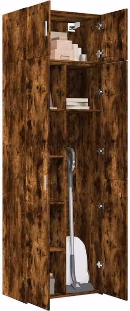 Armario de pared SYFAX en madera de roble color marrón con puertas batientes, An: 70 cm, P: 42,5 cm, Al: 225 cm