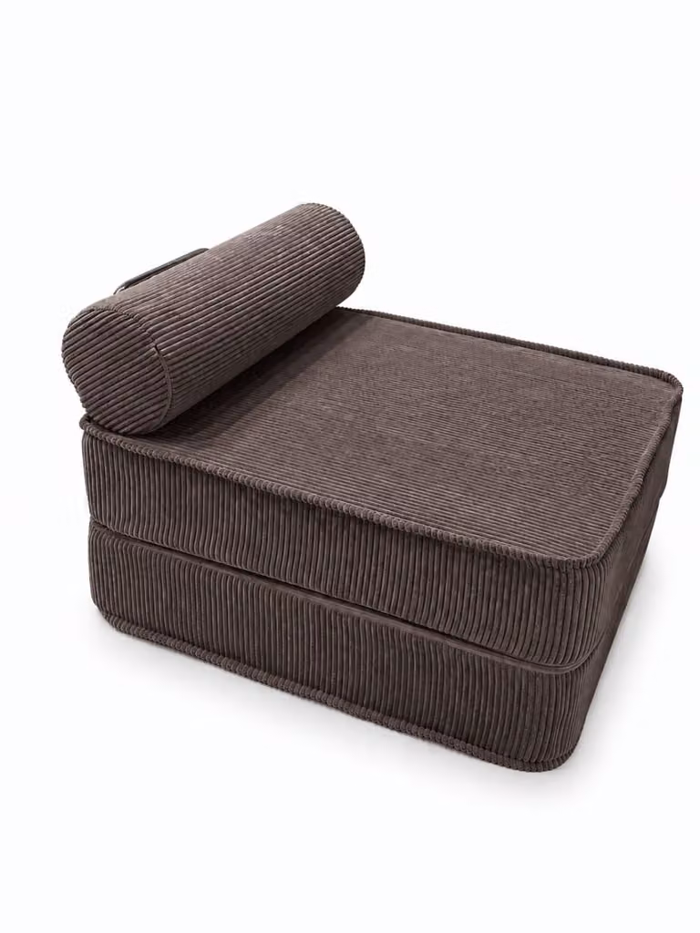 Chaiselongue compacta SURB en pana marrón con diseño moderno y estructura de metal An/P/Al: 95 x 80 x 60 cm