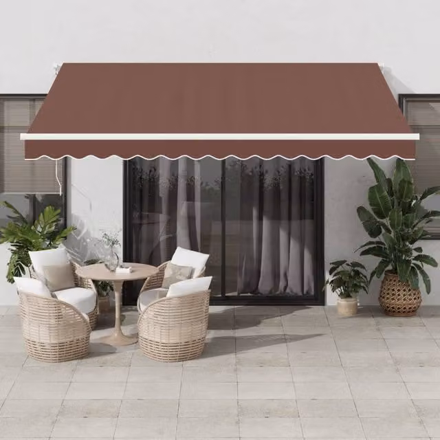 Toldo retráctil manual Maison exclusive en color marrón con estructura de aluminio y tela de poliéster, An/P/Al: 400 x 350 cm