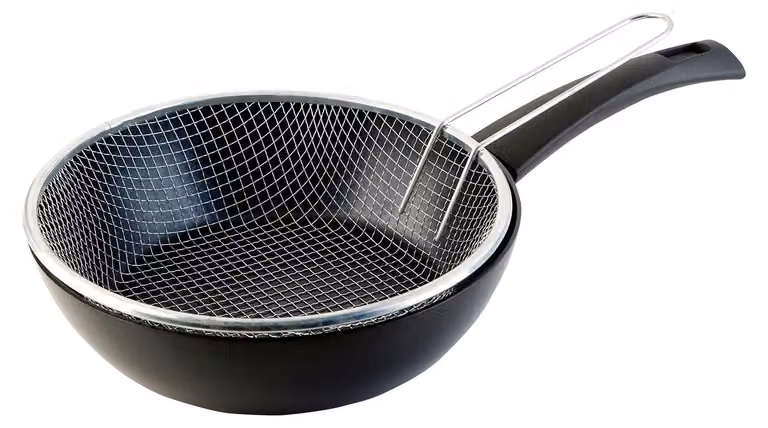 Sartén con cesta WECOOK de 20 cm en aluminio y acero inoxidable, con revestimiento antiadherente y apta para inducción, color negro