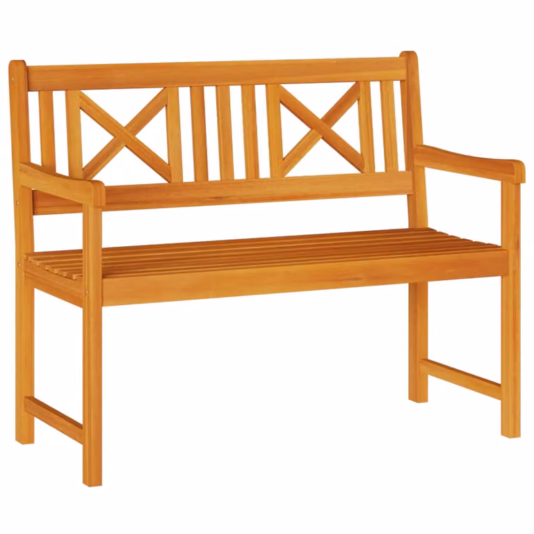 vidaXL Banco de exterior de madera de acacia sólida en color marrón con reposabrazos An/P/Al: 110 x 56 x 90 cm