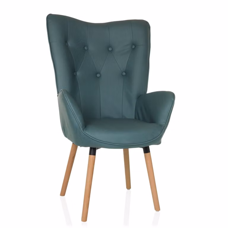 Sillón orejero vintage Havenio de hjh LIVING en tejido color menta y estilo escandinavo