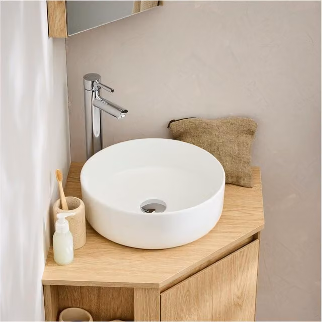 Lavabo redondo de sobre encimera Mob-In de cerámica An/P/Al: 36 x 36 x 12 cm