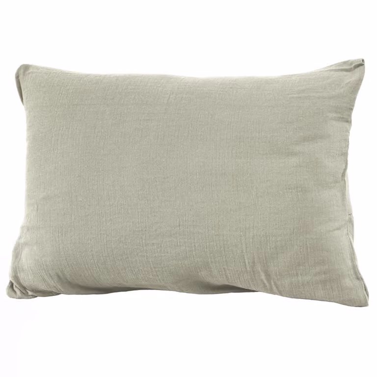 Funda de almohada de algodón lisa Housse De Rêve en verde o beige, 50 x 70 cm
