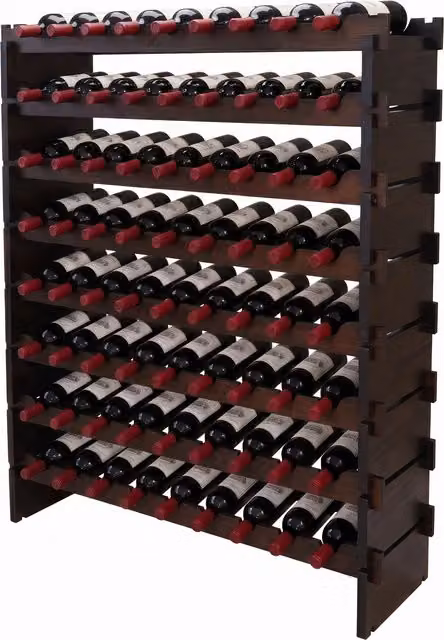 Botellero de bambú apilable Relaxdays para 72 botellas, marrón, An/P/Al: 107 x 85 x 25,5 cm