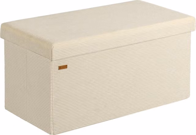 Casaria Banco con Almacenamiento Plegable de Corduroy Beige An/P/Al: 76 x 38 x 38 cm