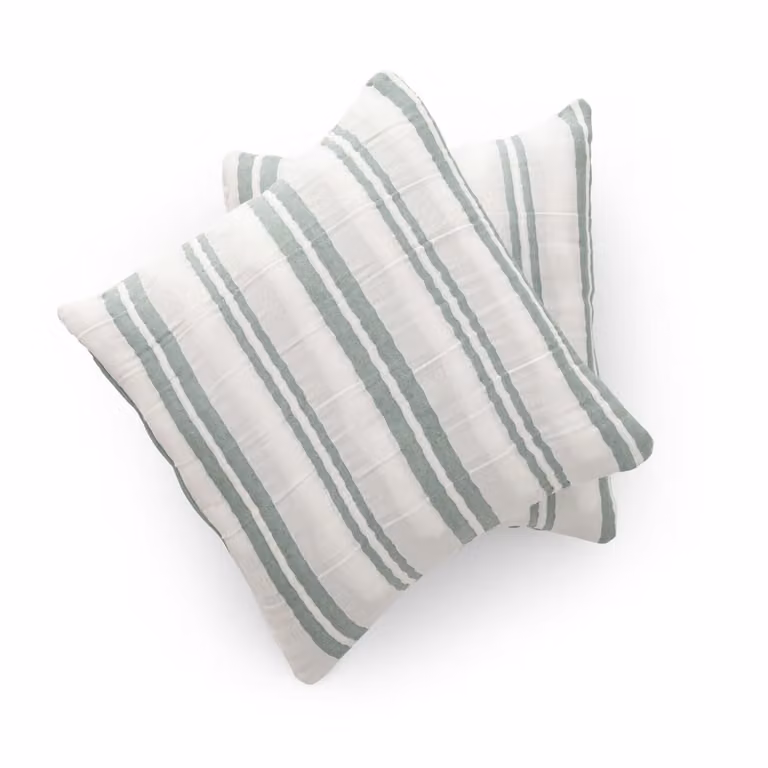Lote de 2 fundas de cojín Tena de algodón con rayas en verde y blanco, An/P/Al: 45 x 45 x 45 cm