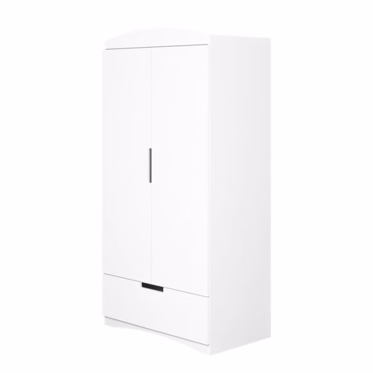 Armario infantil Kocot Kids de 2 puertas con cajones en color blanco y cierre suave, An/P/Al: 90 x 52 x 183,5 cm