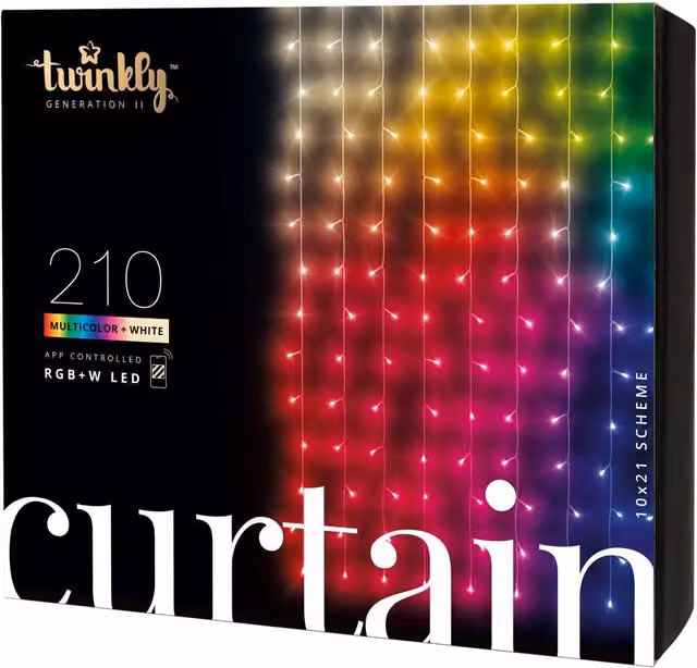 Cortina de luces LED inteligentes Twinkly RGBW con 210 LED, multicolor, An/Al: 2,1 m