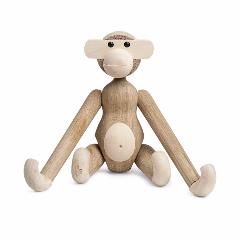 Figura de mono decorativa Kay Bojesen de madera en color marrón estilo escandinavo