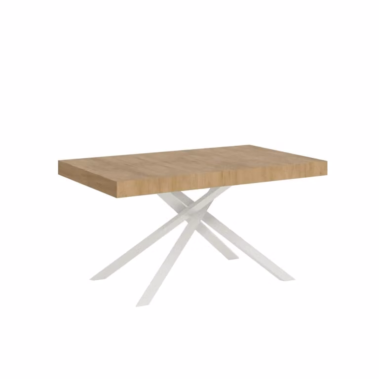 Mesa extensible Ityhome de estilo moderno en color roble y blanco, An/P/Al: 140 x 90 x 74 cm (extensible hasta 244 cm)