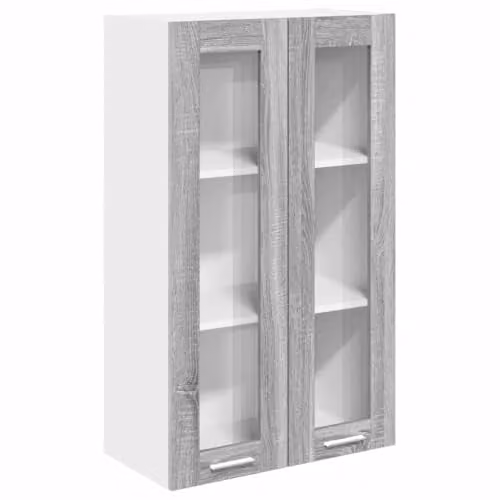 Armario de cocina colgante moderno Helloshop26 en madera MDF, color gris y marrón, An/P/Al: 60 x 31 x 100 cm