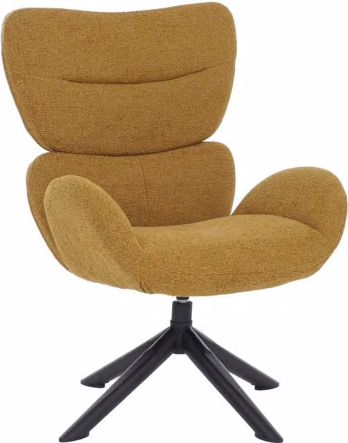 Sillón de salón giratorio Mendler HWC-Q53 con reposabrazos en color amarillo y negro