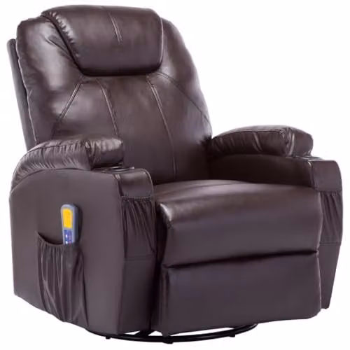 Silla de masaje eléctrica Helloshop26 con tapicería sintética en color marrón y función relax reclinable