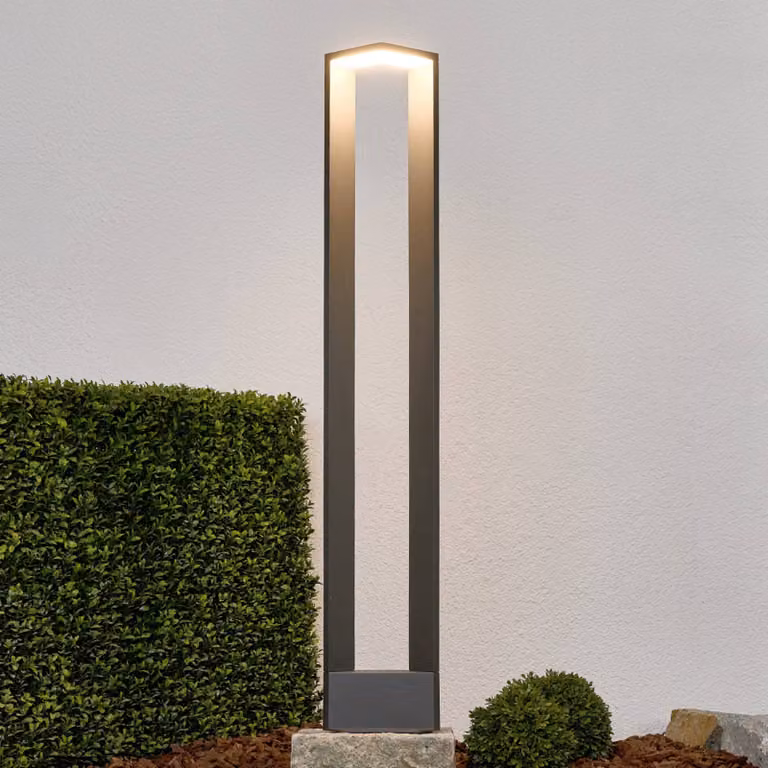 Baliza LED Jeny Lucande para jardín en negro y gris, diseño moderno de aluminio y plástico