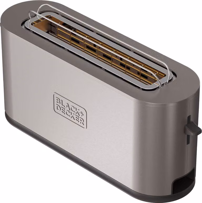 Tostadora Black+Decker BXTO1002E de 2 rebanadas en acero inoxidable y color plata con 1000 W y almacenamiento de cable