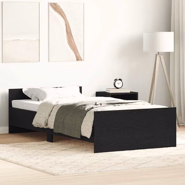 Estructura de cama Maison exclusive en madera de pino color negro con láminas fijas, An/P/Al: 90 x 190 x 50 cm