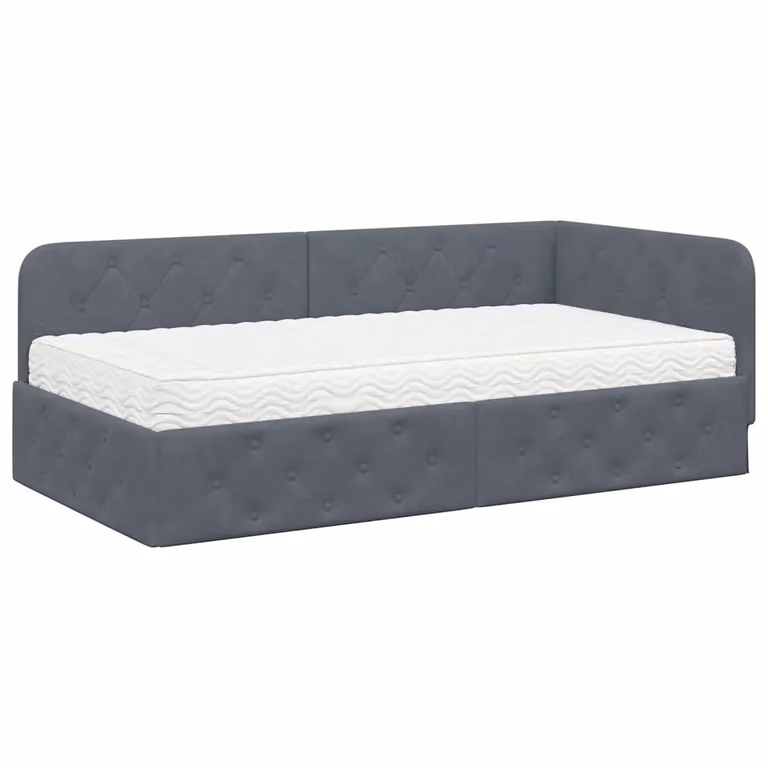 Estructura de cama tapizada vidaXL en terciopelo gris con láminas de madera de 100 x 200 cm