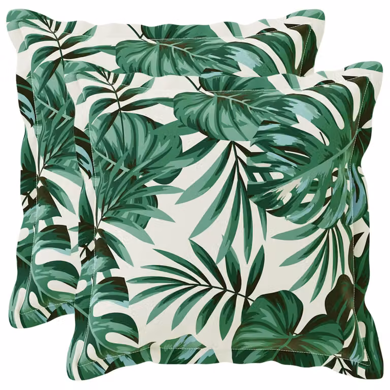 Set de 2 fundas de almohada vidaXL HOUTEN con estampado floral de hojas en color verde, 40 x 40 cm