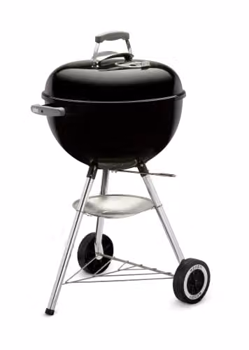 Barbacoa de carbón Weber Compact Kettle en color negro con rejilla cromada, termómetro y ruedas