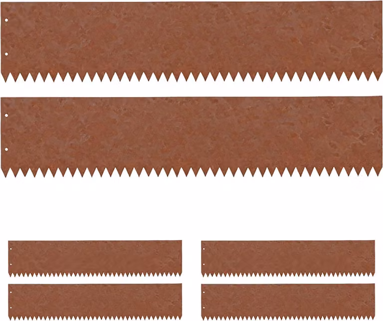 Borde de césped flexible Northix de acero con aspecto oxidado en marrón y multicolor para jardín ornamental