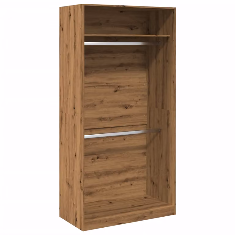 Armario de madera vidaXL en color roble con puertas batientes y estantes, An: 100 cm, P: 50 cm, Al: 200 cm