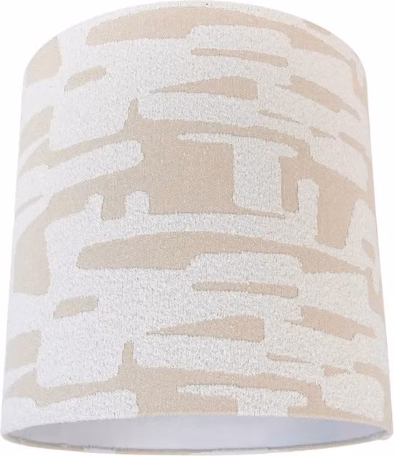 Pantalla de lámpara redonda de tela Qazqa en color blanco con rayas beige para casquillo E27, Diámetro: 40 cm, Altura: 40 cm