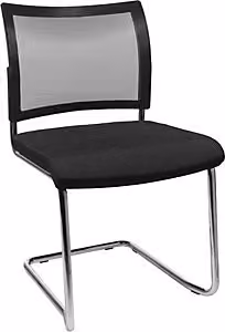 Silla de visitas apilable y oscilante Topstar en color negro con respaldo de tejido y estructura metálica