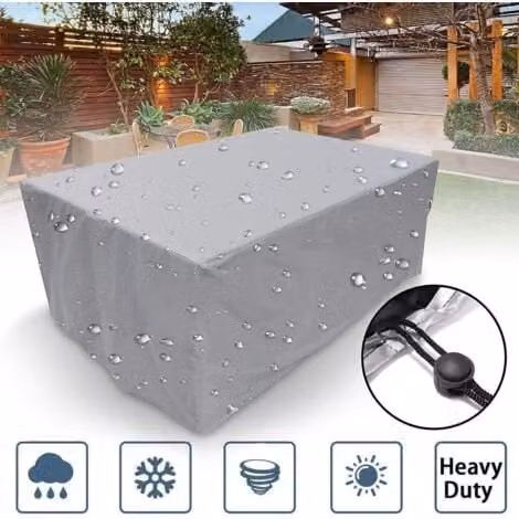 Funda impermeable para sofá de jardín ULISEM en tejido Oxford Ripstop resistente al viento y al polvo, color plata, An/P/Al: 120 x 60 x 90 cm