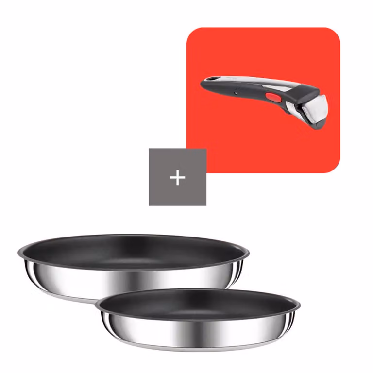 Pack de 3 piezas Tefal My Ingenio Preference de acero inoxidable color plata con sartén y cazo