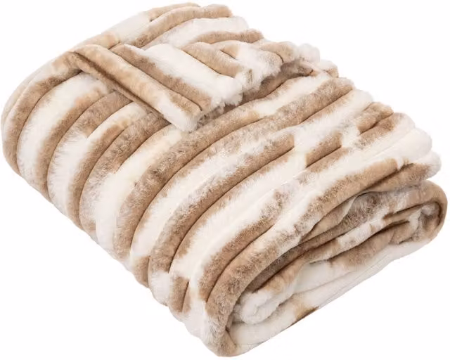Manta Plaid Bicolor Texturizada de Faux Fur Atmosphera en Beige, An/P: 130 x 180 cm