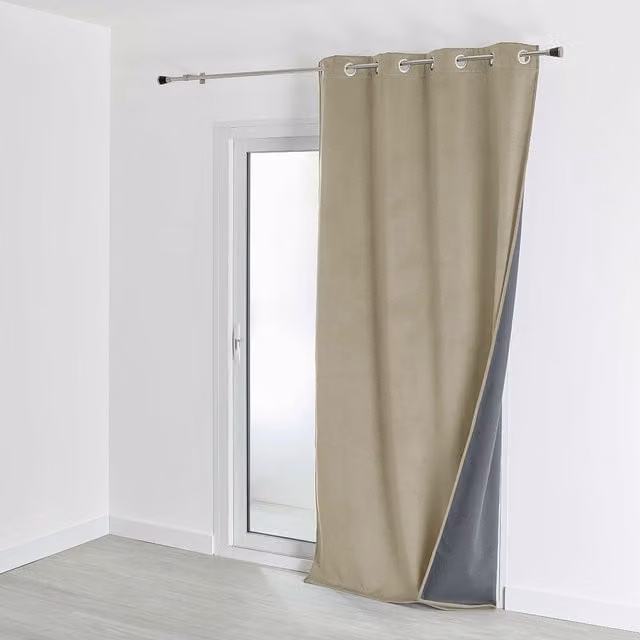 Cortina térmica opaca de terciopelo HomeMaison An/Al: 135 x 280 cm, color beige